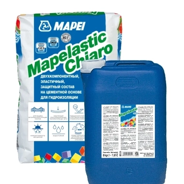 Эластичная двухкомпонентная цементная гидроизоляция Mapelastic Chiaro