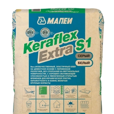 Эластичный цементный клей KERAFLEX EXTRA S1 WHITE
