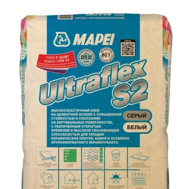 Высокоэластичный цементный клей ULTRAFLEX S2 White