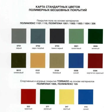 Карта цветов ПОЛИПЛАН 1001